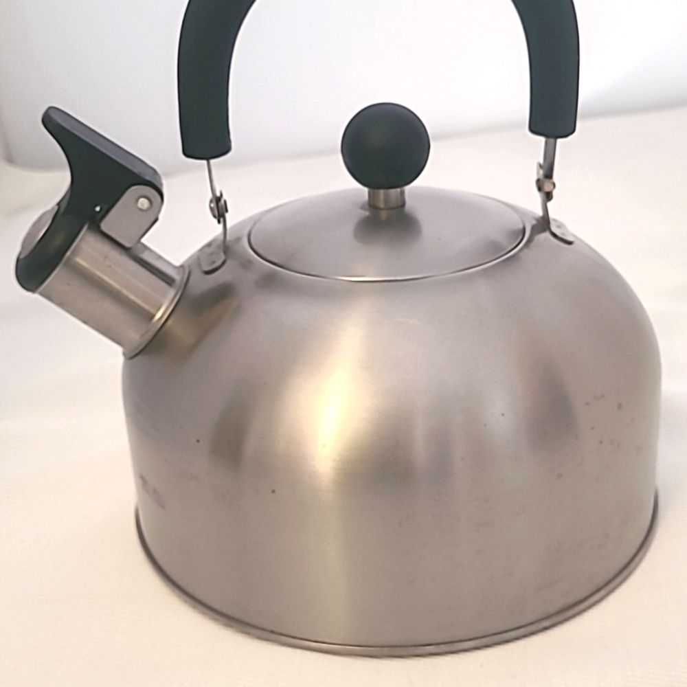 Stainless Steel Teapot Whistle Retro Mid Century Modern Domed Vintage 1 qt